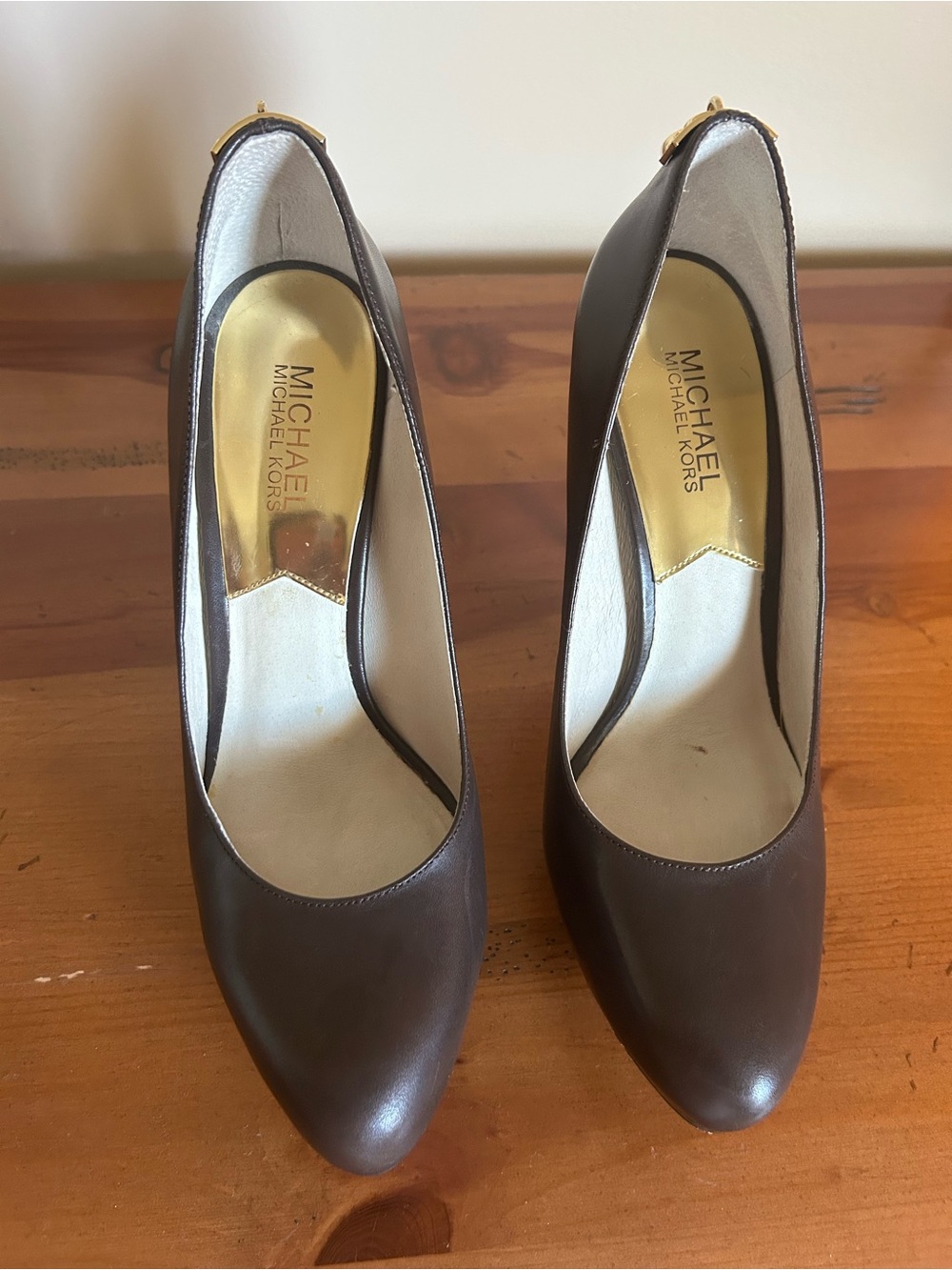 MICHAEL Michael Kors Dark Brown Leather Pointed-Toe Pumps